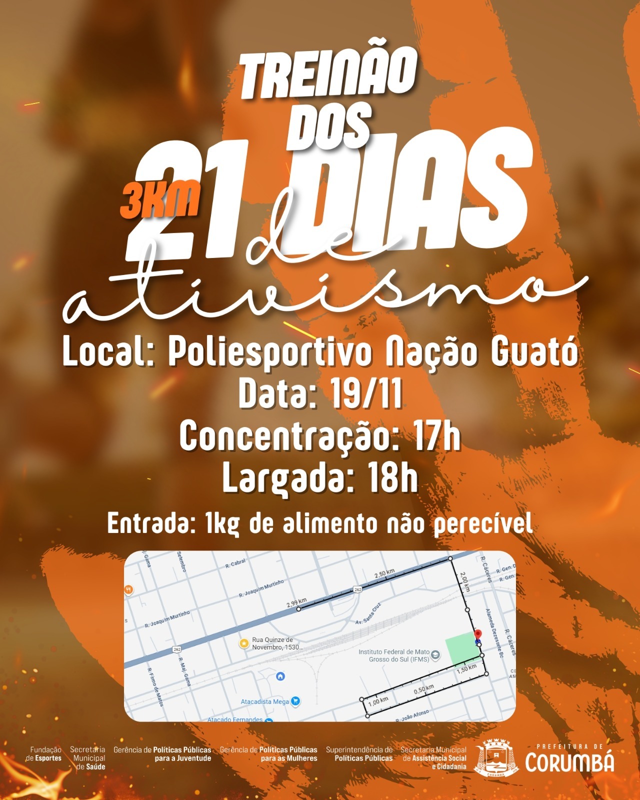 Corumbá realiza Treinão dos 21 Dias de Ativismo pelo fim da violência contra as mulheres