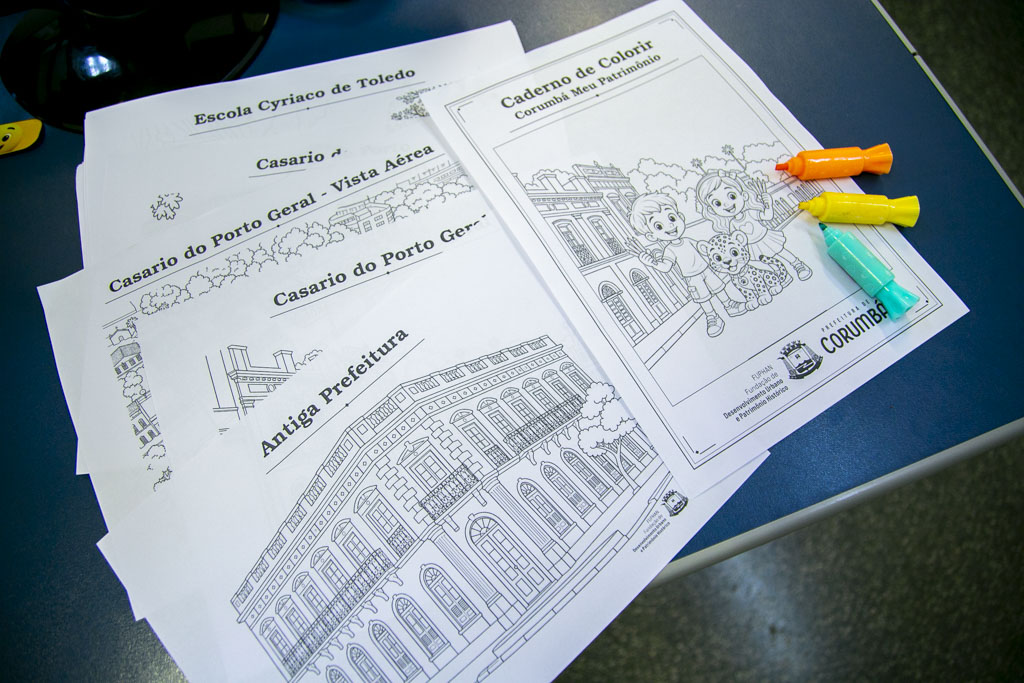 Caderno de colorir ensina crianças a conhecer e valorizar o patrimônio da cidade